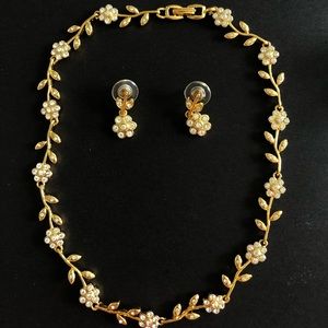 NWOT Gold Plated w/ Stones Necklace & Earrings Set